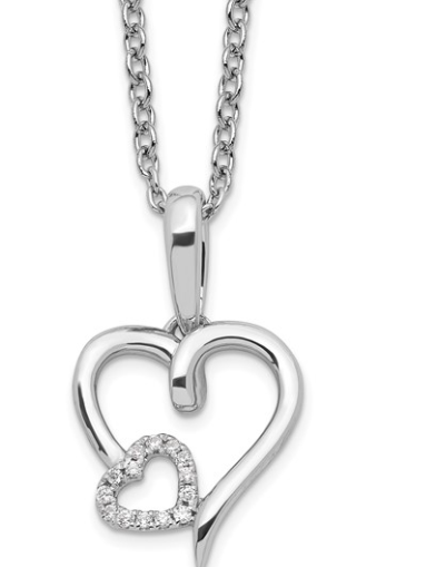 18 Inch Diamond Hearts Necklace with 2 Inch Extender