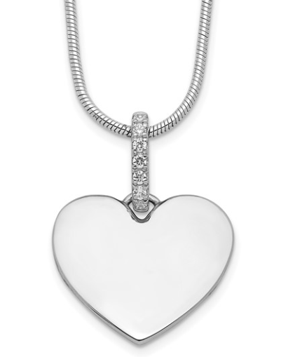 18 Inch Diamond Heart Necklace with 2 Inch Extender
