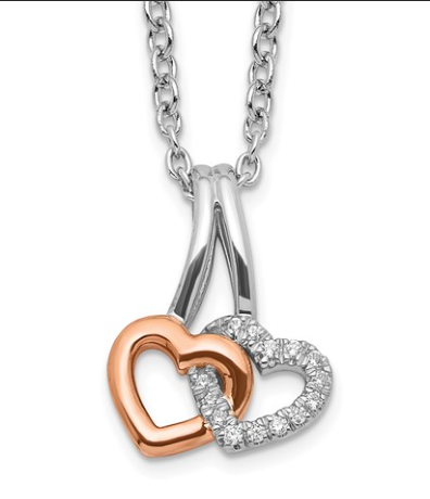 18 Inch Diamond Hearts Necklace with 2 Inch Extender