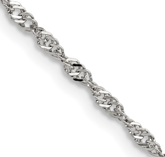 Chisel Stainless Steel Polished 2.5mm 18 inch Singapore Chain