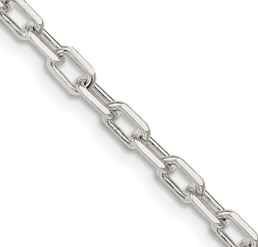 Sterling Silver 3.5mm Diamond-cut Long Link Cable Chain