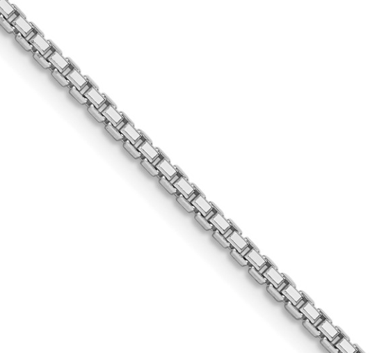 Sterling Silver Rhodium-plated 1.7mm 8 Sided D/C Mirror Box Chain