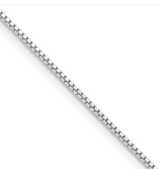 Sterling Silver Rhodium-plated .9mm Box Chain with a 2 inch extention