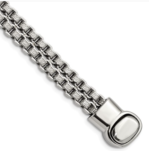 Chisel Stainless Steel Polished and Textured 8.75 inch Double Rolo Link Bracelet