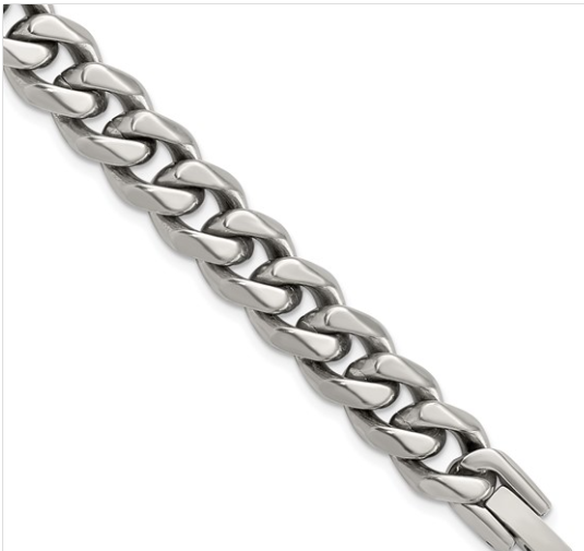 Titanium Polished 10.00mm Curb 8in Bracelet