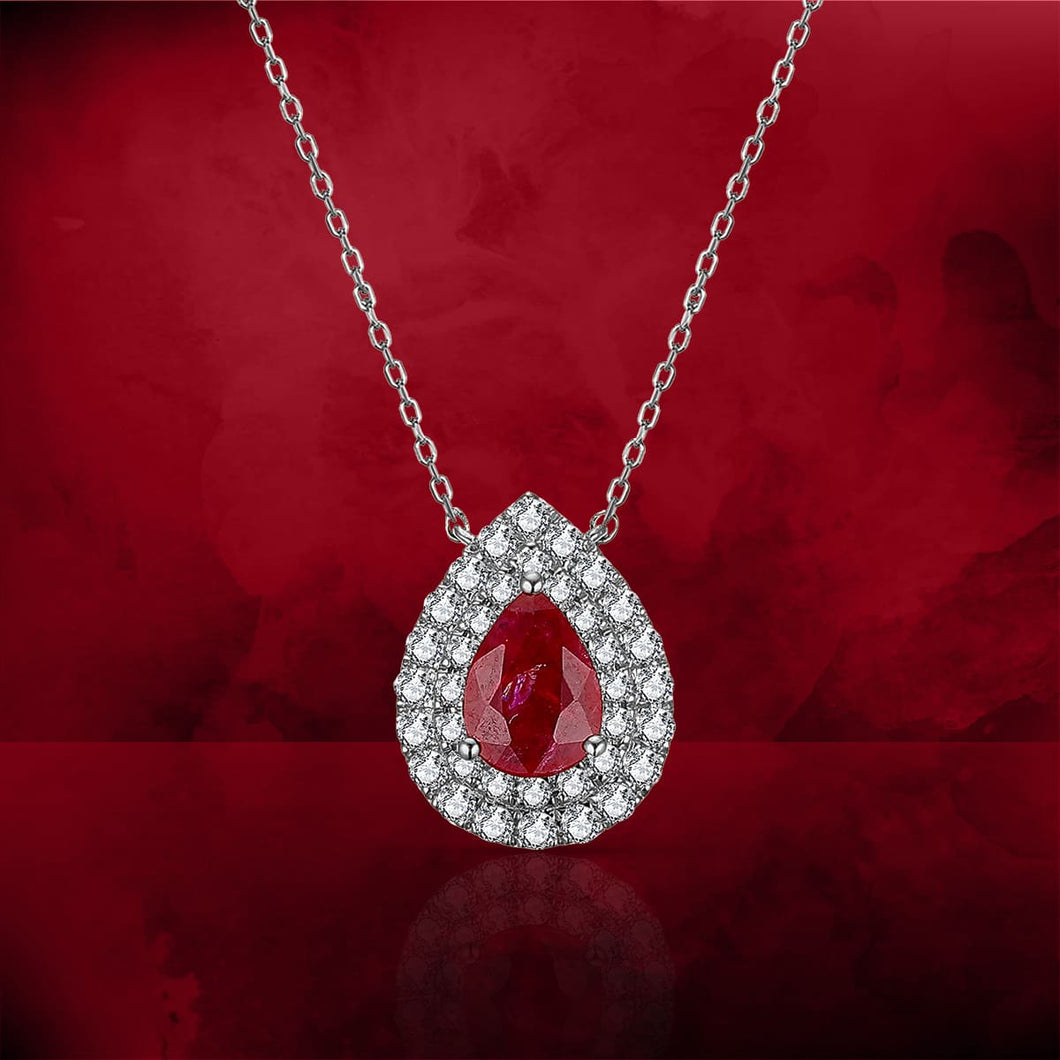14K WHITE GOLD PENDANT WITH RUBY