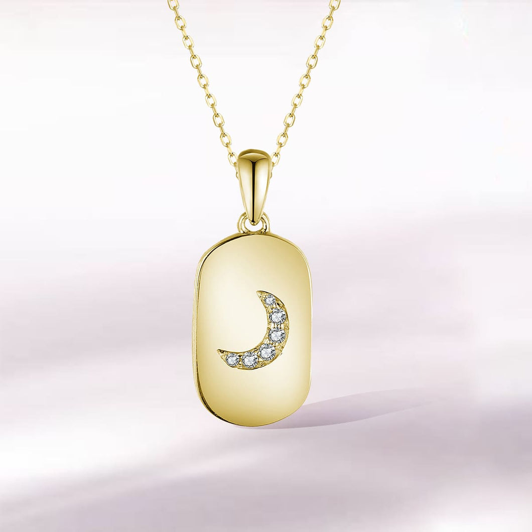 14K YELLOW GOLD MOON CHARM NECKLACE