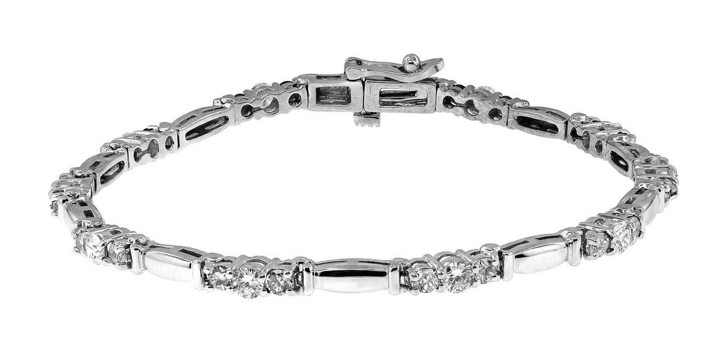 14K White Bar Diamond Bracelet