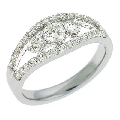 14K White Diamond Ring