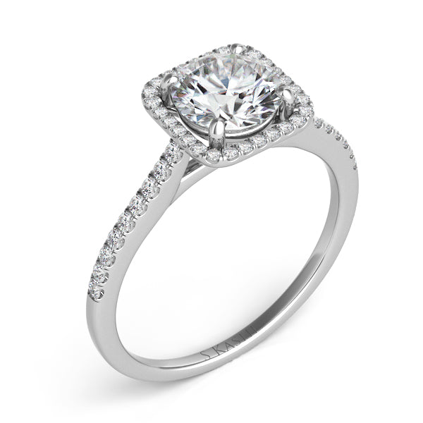 14K White Engagement Ring