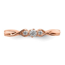Load image into Gallery viewer, 14K Rose 3 Stone Diamond Ring
