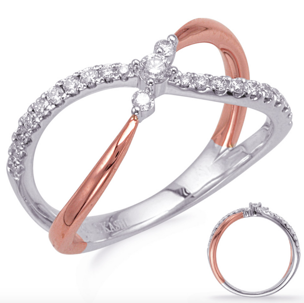 14K Rose & White Fashion Diamond Ring