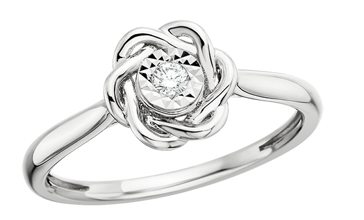 10K White Diamond Ring