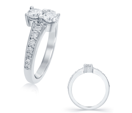 14K White 2-Stone Engagement Ring
