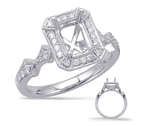 14K White Engagement Ring