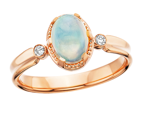 10K Rose Opal/Diamond Ring