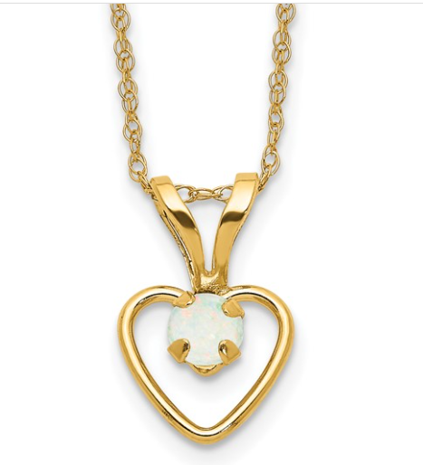 10k Madi K 3mm Opal Heart Necklace