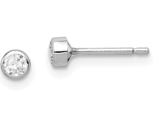 14k Madi K White Gold 3mm CZ Bezel Post Earrings