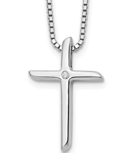 Catalogs White Ice - Silver & Diamonds Silver White Ice Sterling Silver Rhodium-plated 18 Inch Diamond Cross Necklace with 2 Inch Extender