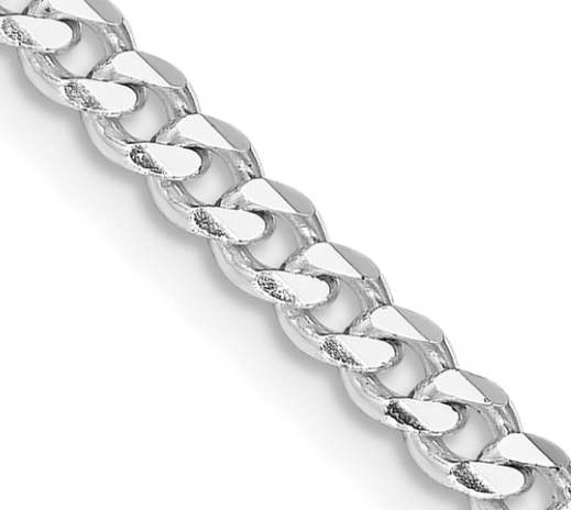 Sterling Silver Rhodium-plated 3.5mm Curb Chain