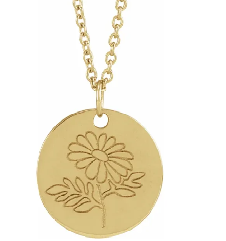 14K Yellow  Birth Flower 16-18