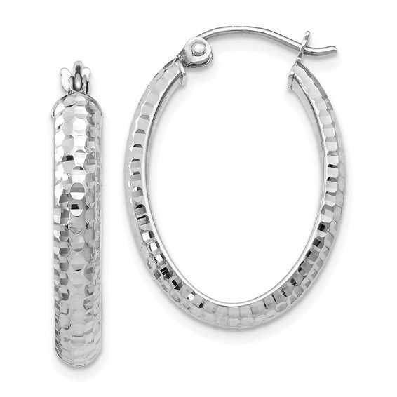 10K White Hoop Earrings