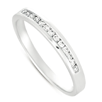 14K White Diamond Band