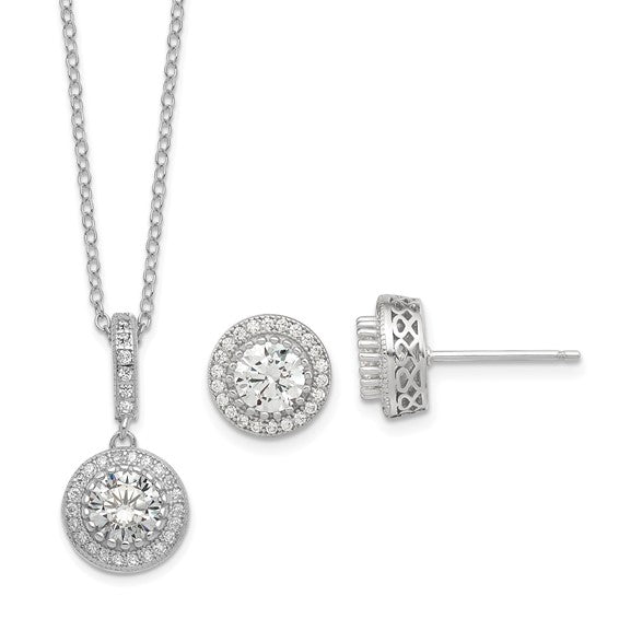 Sterling Silver & CZ Neckalce/Earring Set