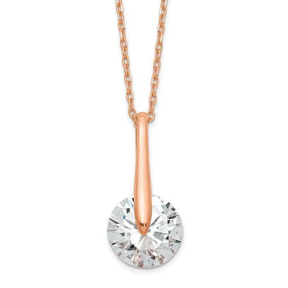 Rose Plated Sterling Silver & CZ Neckalce