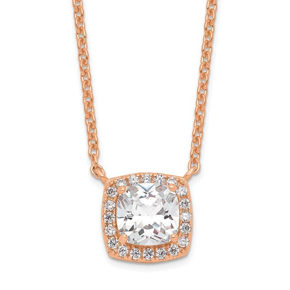 Rose Plated Sterling Silver & CZ Neckalce