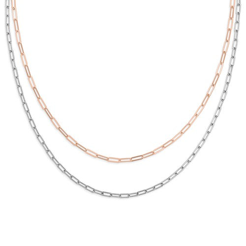 Sterling Silver Rose Tone 2-Strand Necklace