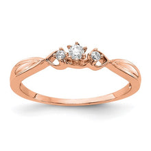 Load image into Gallery viewer, 14K Rose 3 Stone Diamond Ring
