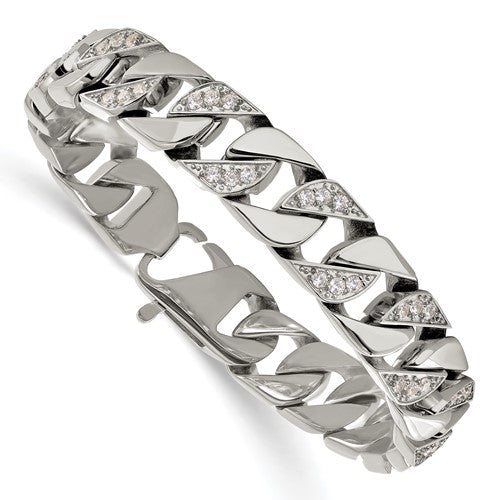 Stainless Steel Polished CZ Bracelet