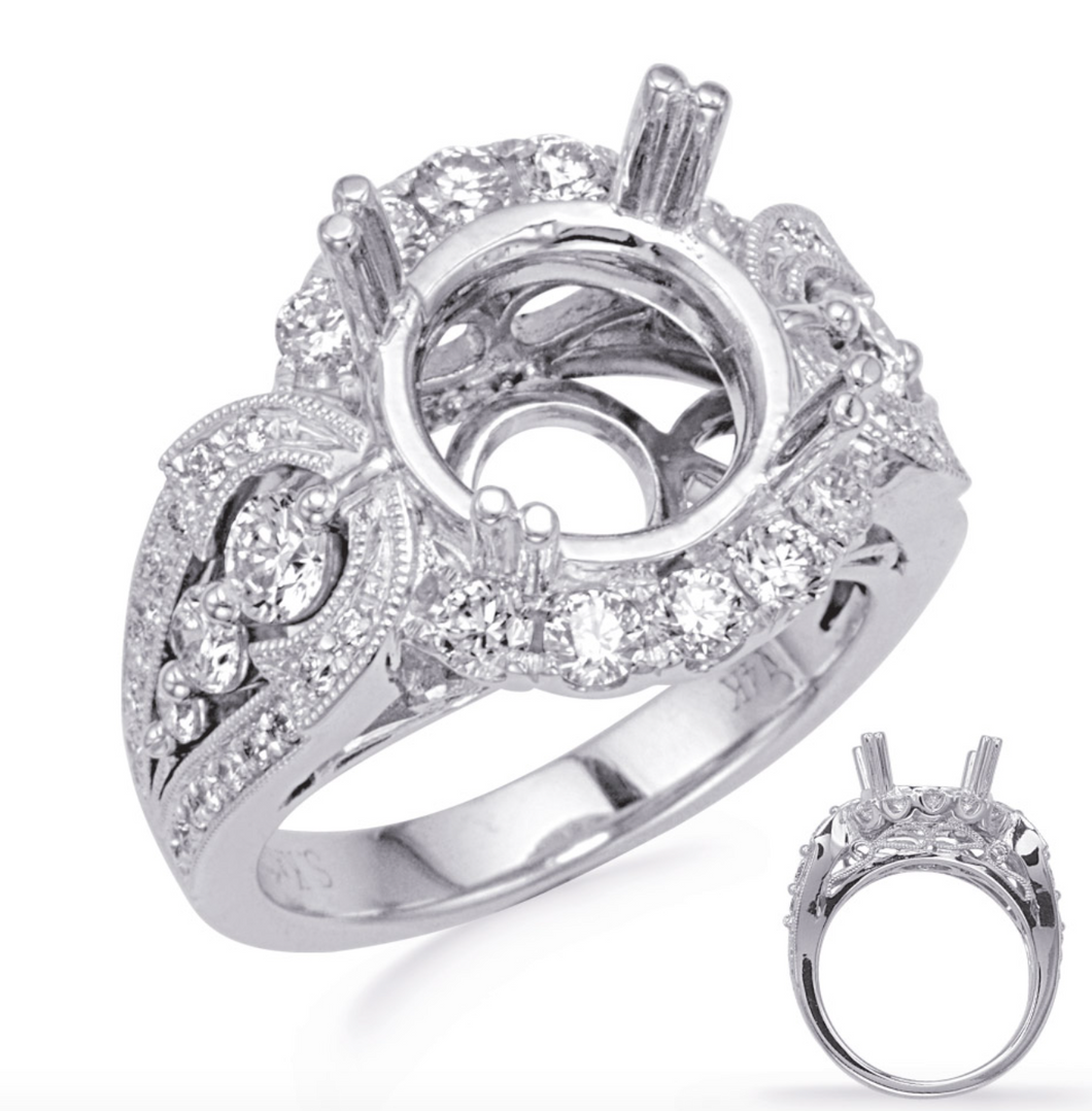 14K White Gold Halo Ring Setting #JS999W14