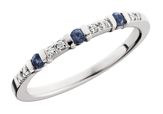 10K White Diamond & Sapphire Band