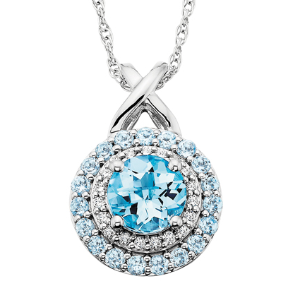 10K White Blue Topaz Pendant