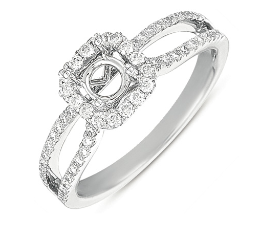 14K White Engagement Ring