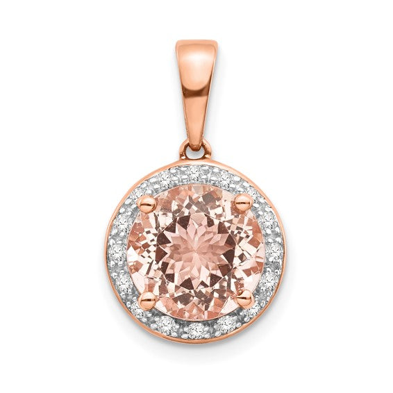 14K Rose Diamond/Morganite Pendant W/Chain